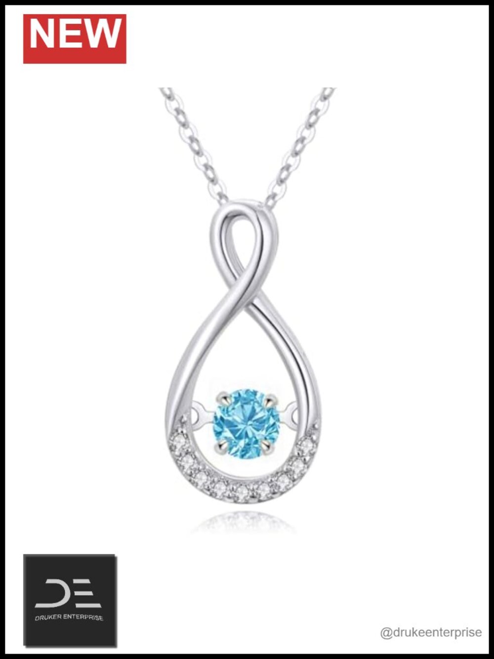 Natural Diamond Infinity Necklace Sterling Silver Gold Plated Adjustable Chain